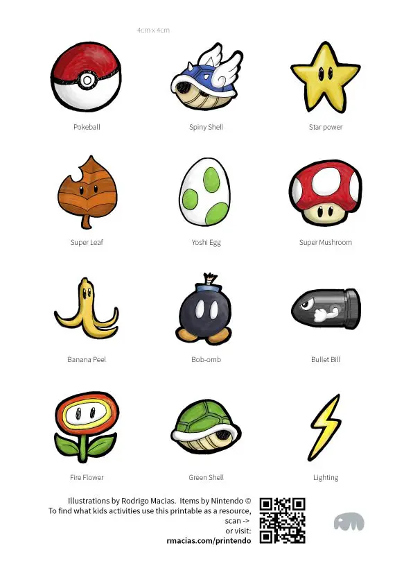 Free printable and DIY kids games ideas with items from popular Nintendo games like Mario Bros, Pokemon, Mario-Kart, Donkey Kong, etc. By Kids Activities Designer Rodrigo Macias