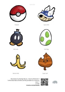 Free printable and DIY kids games ideas with items from popular Nintendo games like Mario Bros, Pokemon, Mario-Kart, Donkey Kong, etc. By Kids Activities Designer Rodrigo Macias