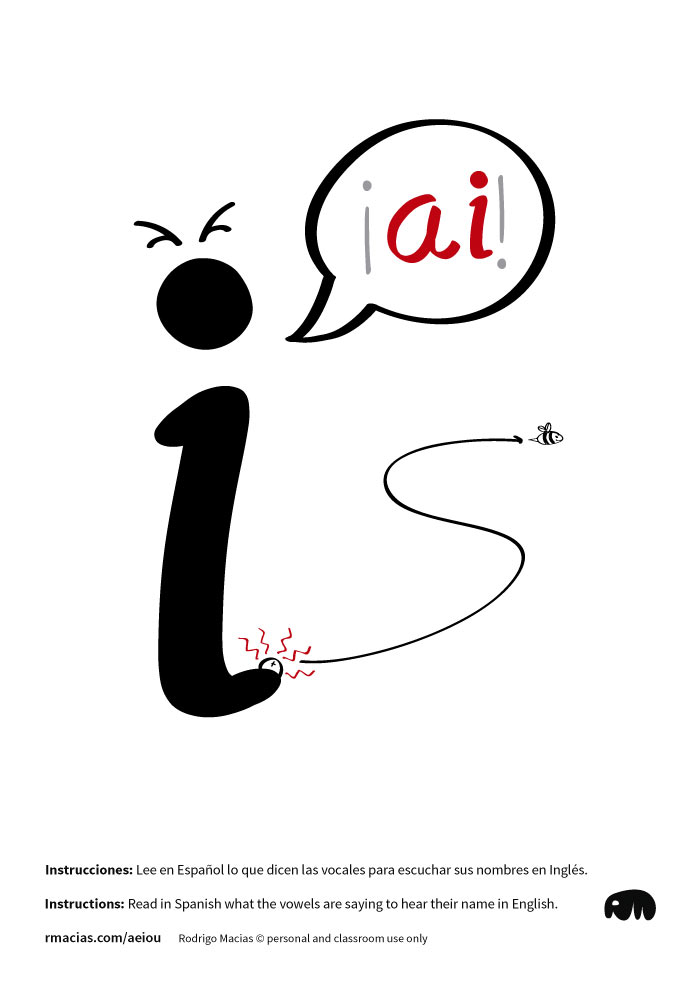 Letter U - Funny vowels illustrations for teaching in a humorous way English vowels names to Spanish-speakers, using expressions that are already familiar to Spanish-speaking students