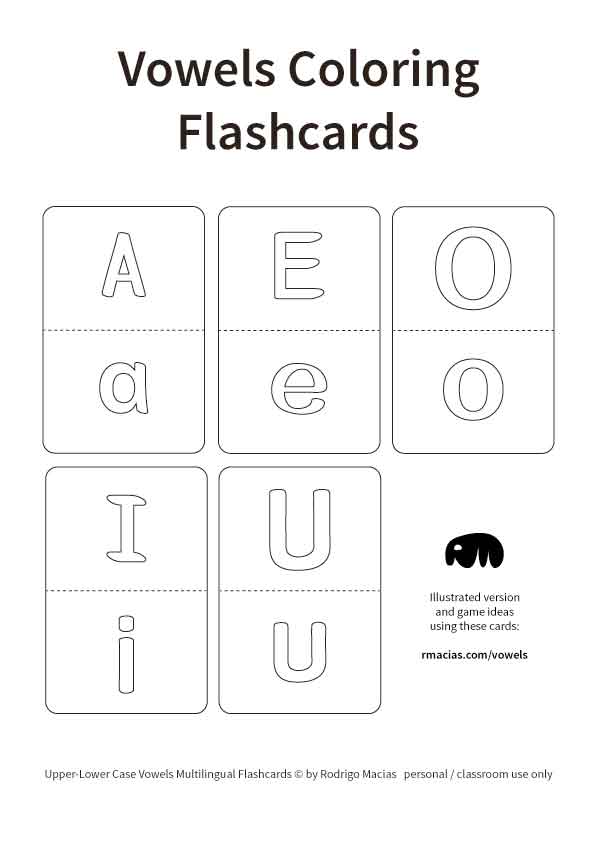 Preschool level kids can use this blank flash cards as a practice activity for upper case letters and lower case vowels. They can add their own drawings to the cards using words that are already familiar to them (like their family members’ names). Cut in half to make a puzzle or memory game :) To see more detailed ideas of games that you can do using this printable, visit: https://www.boxofideas.com/vowels