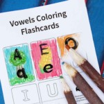 Coloring learning activity for Preschool level kids- blank flash cards for upper case letters and lower case vowels. They can add their own drawings to the cards using words that are already familiar to them (like their family members’ names). Cut in half to make a puzzle or memory game :) To see more detailed ideas of games that you can do using this printable, visit: https://www.boxofideas.com/vowels