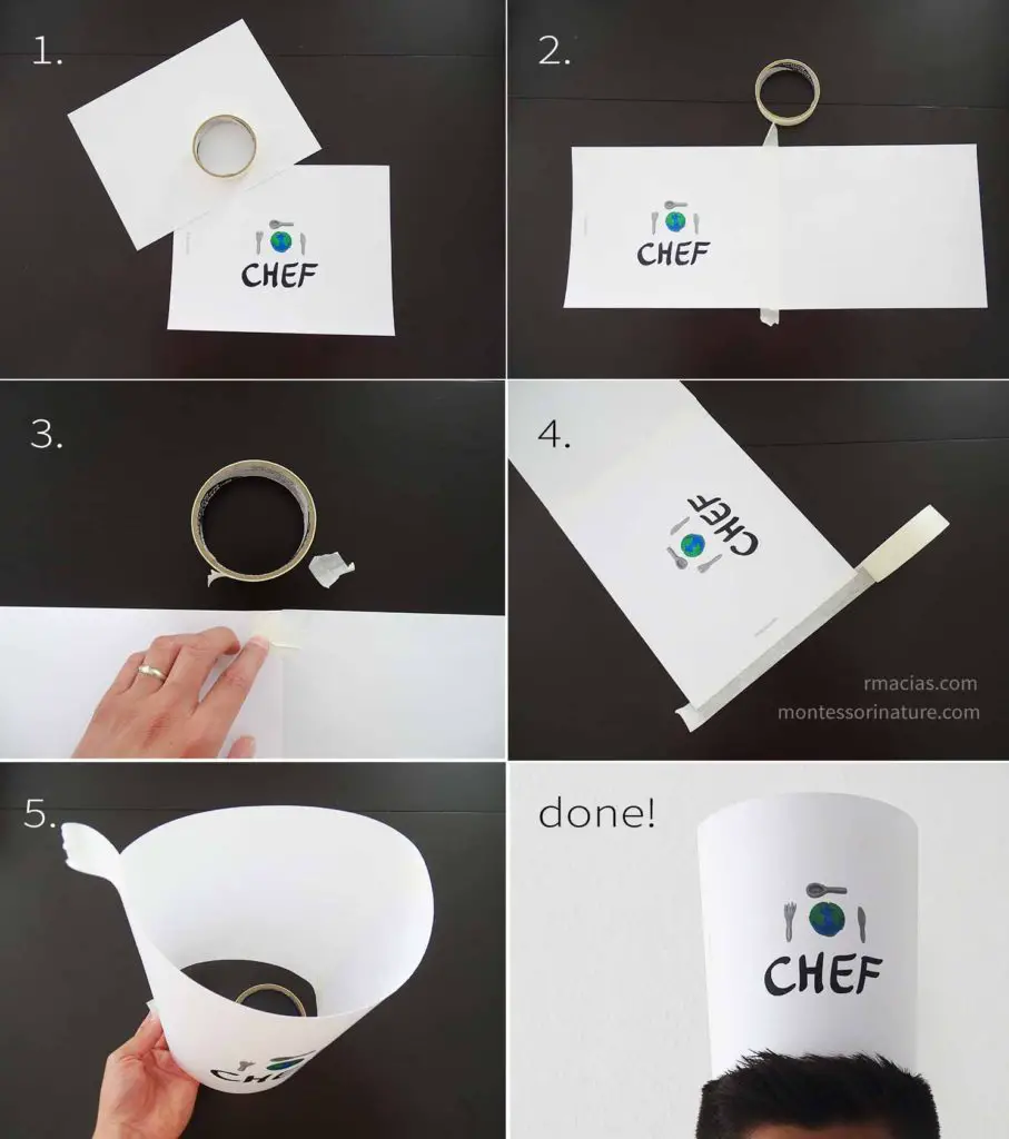How to make a Paper Kid Chef's Hat for montessori culinary activity: International Kid Chef by Kids Activities Designer Rodrigo Macias