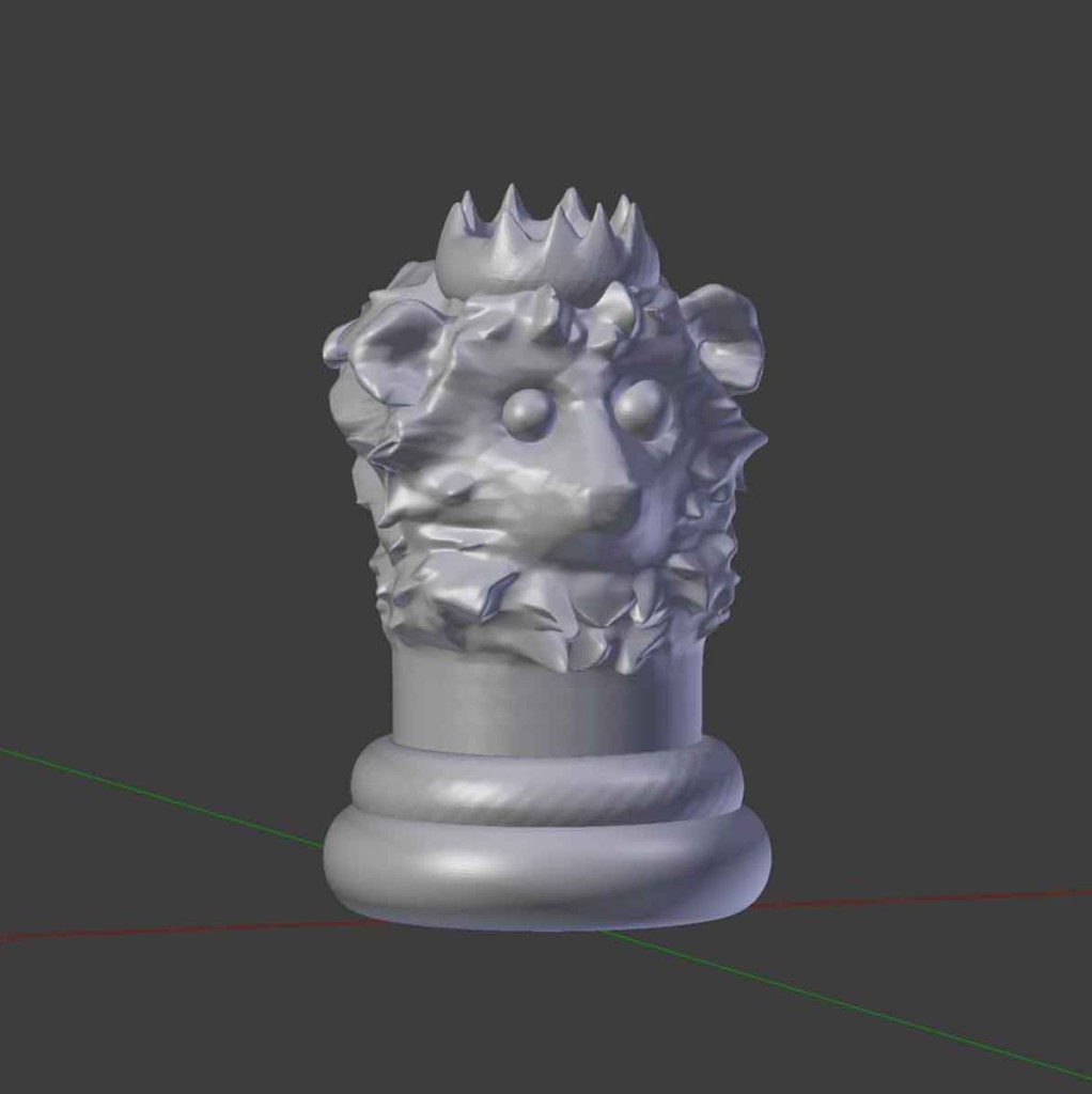 Gray animal king chesspiece with a Lion design by Rodrigo Macias for a free printable chess for kids