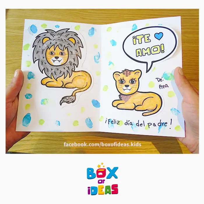 daddy-lion-and-baby-illustrated-guess-what-bilingual-card-for-Inclusive-Modern-DIY-Fathers-Day-Gift-by-box-of-ideas