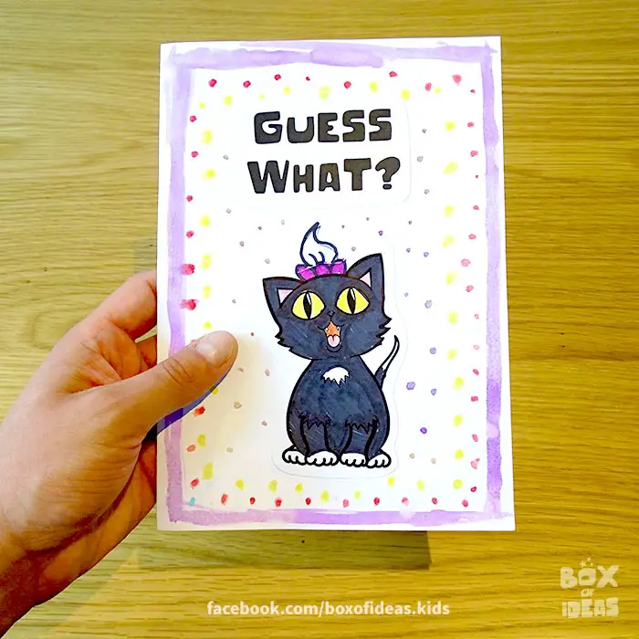 black-kitty-cat-girl-illustrated-guess-what-bilingual-card-for-Inclusive-Modern-DIY-Fathers-Day-Gift-by-box-of-ideas