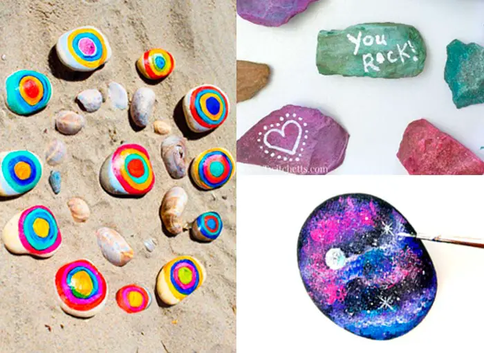 Compilation of +21 arts and crafts projects for kids that use Rocks as the main material.