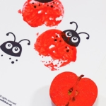 Red Stamped Ladybugs for Bugs and Nature Simple Stamping Art activity for Preschool Kids using Apples. #preschool #crafts #apples #stamped