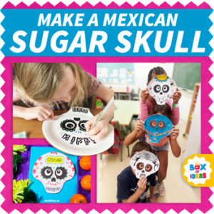 children making sugar skull masks on paper plates for day of the dead