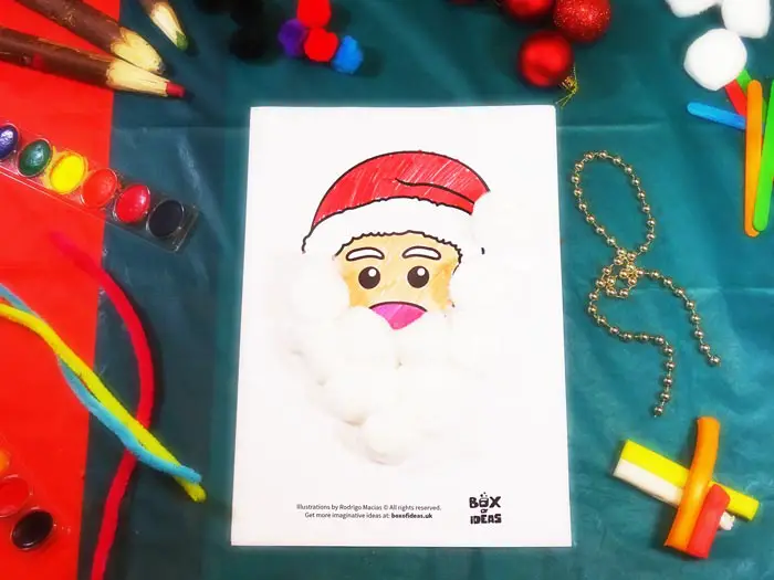 Santa Claus Craft using different materials to complete the picture #christmas #craft #kids #santaclaus