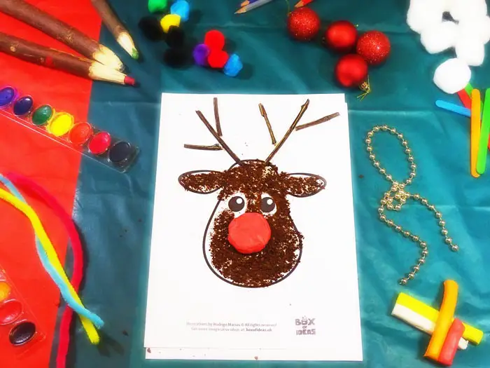 Raindeer Craft using different materials to complete the picture #christmas #craft #kids #raindeer