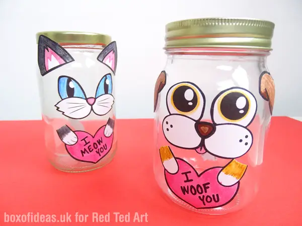 Empty Dog and Cat Valentine's Treat Jar #valentines #dog #cat #treats #jar