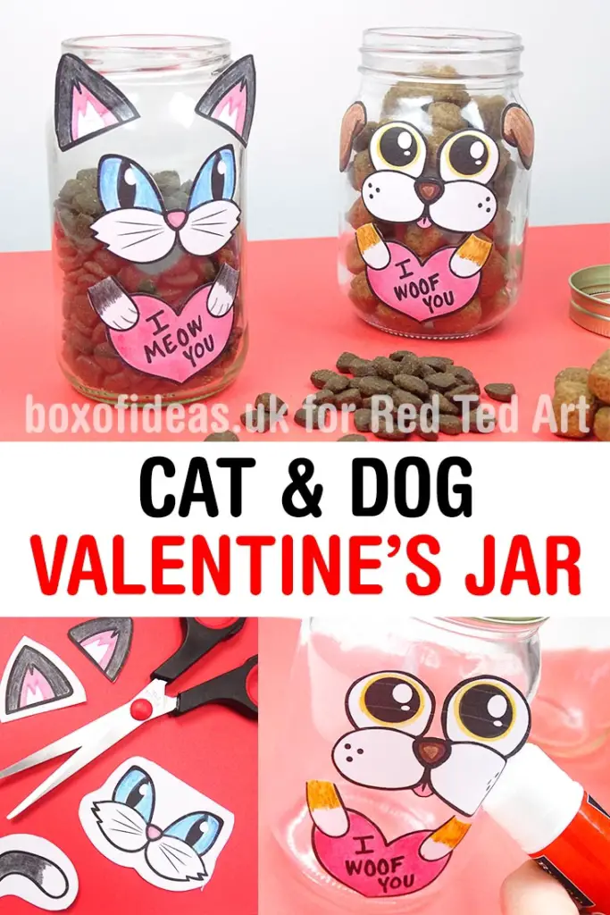 Crafty Dog and Cat Valentine's Treat Jar #valentines #dog #cat #treats #jar