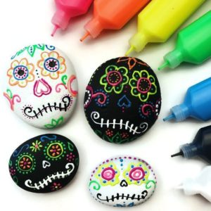 Sugar Skulls Rocks Using Puffy Paint by Color Made Me Happy