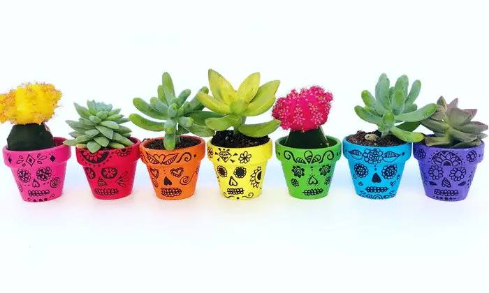 Sugar Skulls Painted Flower Pots by Color Made Happy