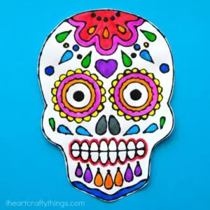 Sugar skull black glue art project by i Heart Crafty Things