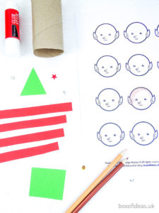 Craft supplies needed to make an Elf on the shelf for preschool at Christmas