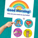 Morning Greeting Choices for Preschool Classroom: Free Printable Chart and Videos of Teachers using a Morning Greeting System with their kindergarten class