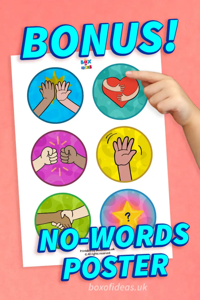 Bonus no-words greetings choices poster for the preschool classroom