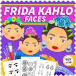 Frida Kahlo paper plate craft for kids with template