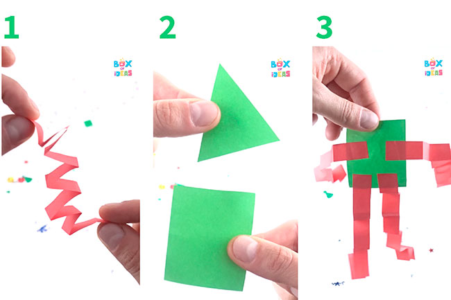 First part of a step by step how to make a paper elf