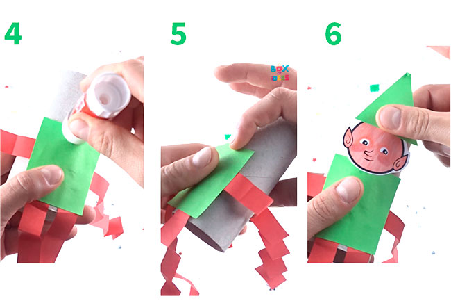 First part of a step by step how to make a paper elf