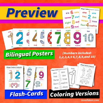 Bilingual 1-10 numbers printable preview