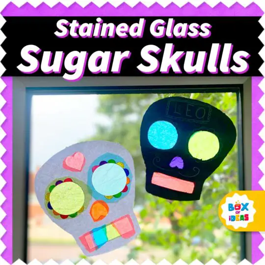 Stained glass Mexican sugar skulls decoration for classroom windows
